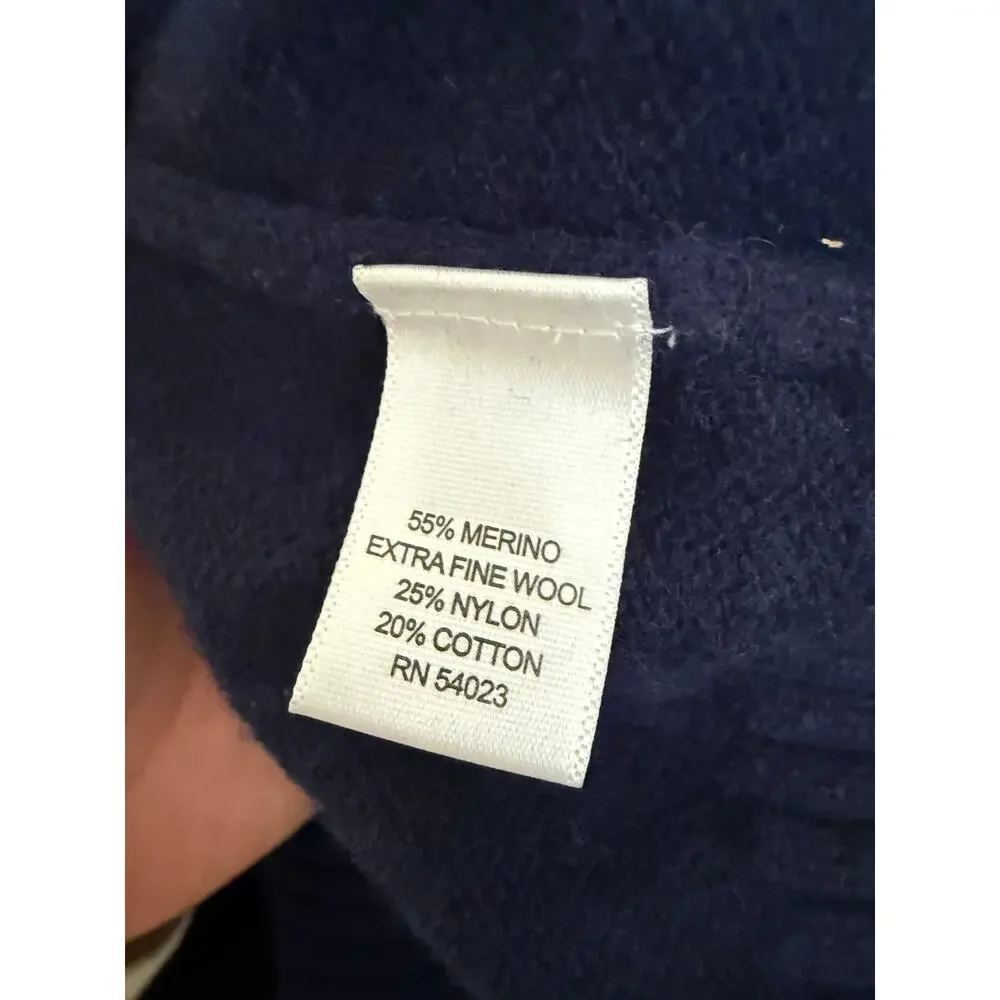 Banana Republic Navy Merino Wool Crewneck Sweater Medium Preppy Minimal Office